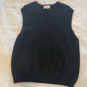 Eddie Bauer men’s 100% wool black v neck vest